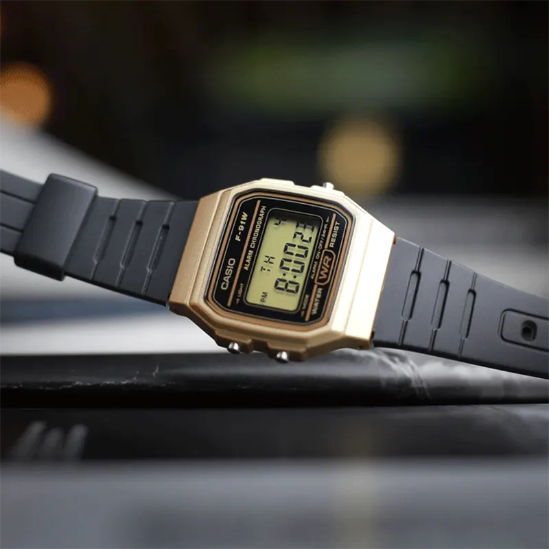 Casio Youth Digital Black Dial Casual Men's Watch-  F-91WM-9ADF